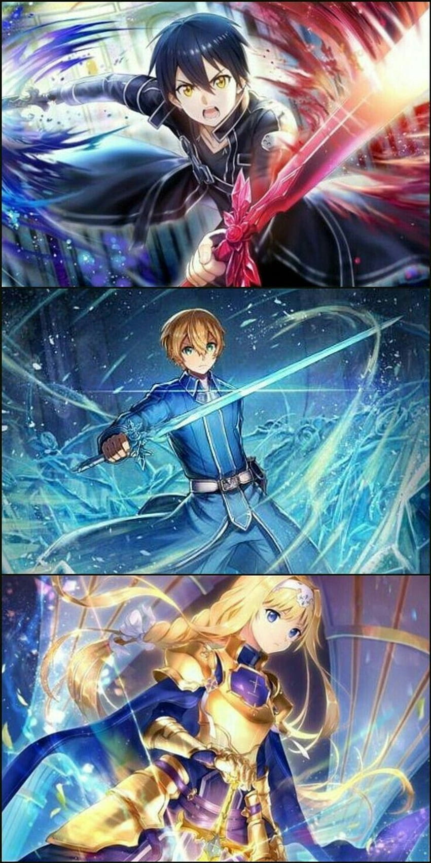 คิริโตะ x ยูจิโอ x อลิซ โปสเตอร์ Sword Art Online, Sword Art Online Asuna, Sword Art Online kirito, Kirito และ Eugeo วอลล์เปเปอร์โทรศัพท์ HD
