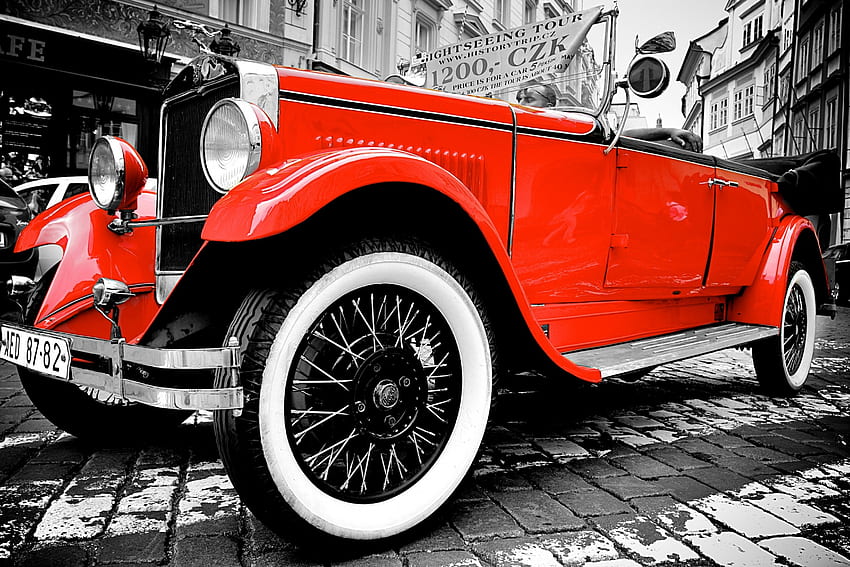 Classic Car, oldie, wheels, red, oldtimer HD wallpaper