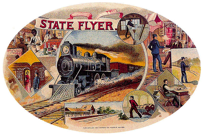 State Flyer, autre, train, personnes, boîte à cigares, art populaire Fond d'écran HD