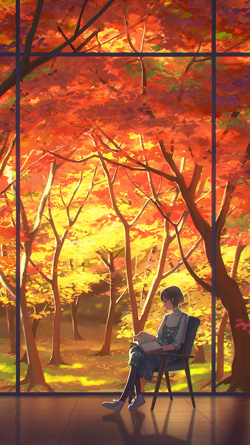 Camping Autumn Anime Girl Art 4K Wallpaper iPhone HD Phone 2350f