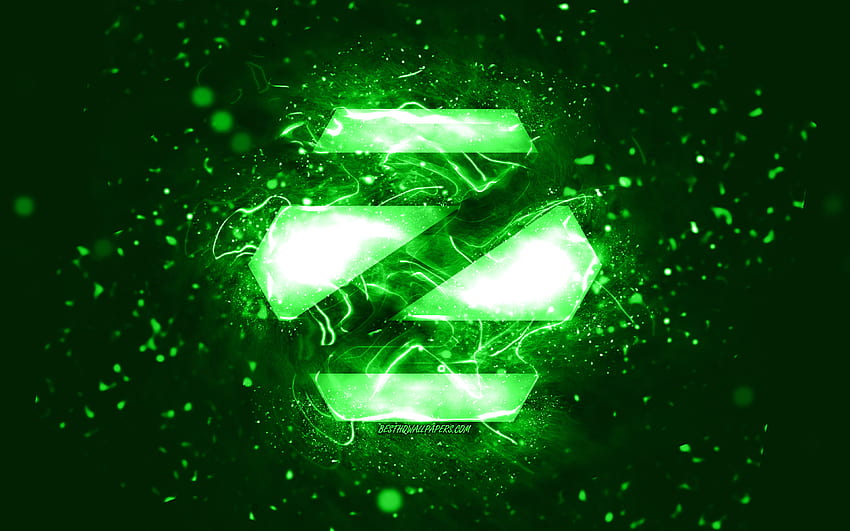Logo hijau Zorin OS,, lampu neon hijau, Linux, kreatif, latar belakang abstrak hijau, logo Zorin OS, OS, Zorin OS Wallpaper HD