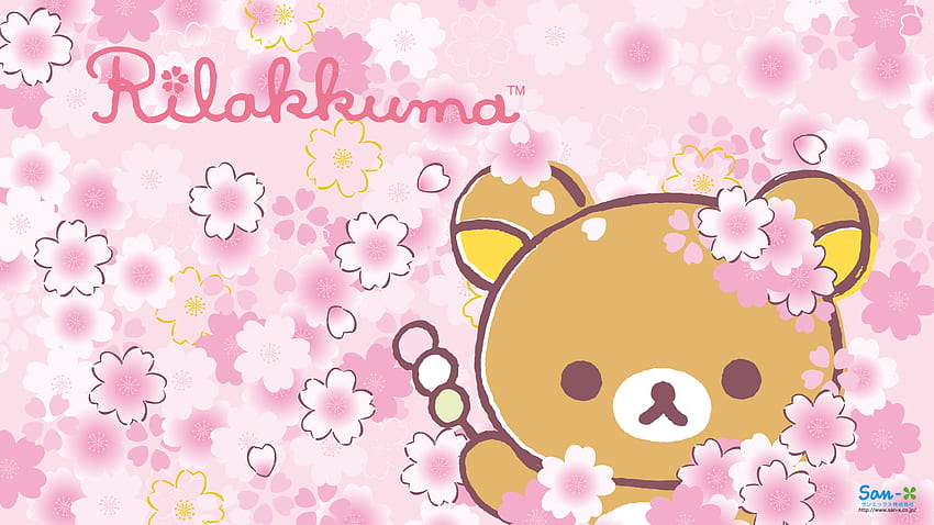 rilakkuma, rose, dessin animé, texte, coeur, printemps - Utilisation, Pink Cute Cartoon Fond d'écran HD