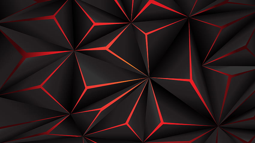 Abstraksi Bentuk Geometris Hexagon Merah Hitam Abstraksi Wallpaper HD