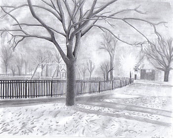 Incredible Pencil Sketches of Winter Scenes 16 pieces