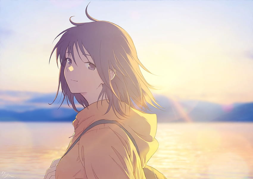 mata coklat rambut coklat tutup hoodie asli ryuga (balius) rambut pendek ditandatangani langit air Anime Wallpaper HD