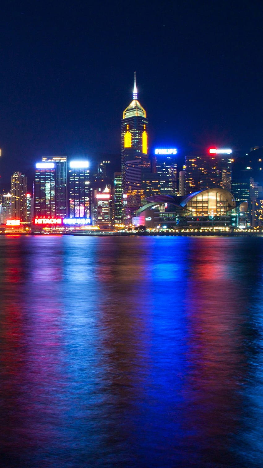 hong kong, victoria harbour, sea, night, lights, metropolis, Hong Kong Scenery HD phone wallpaper