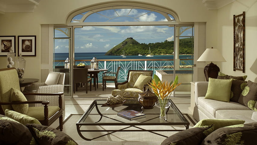 Ocean Breezes, luksusowy dom, wnętrze, widok, ocean Tapeta HD