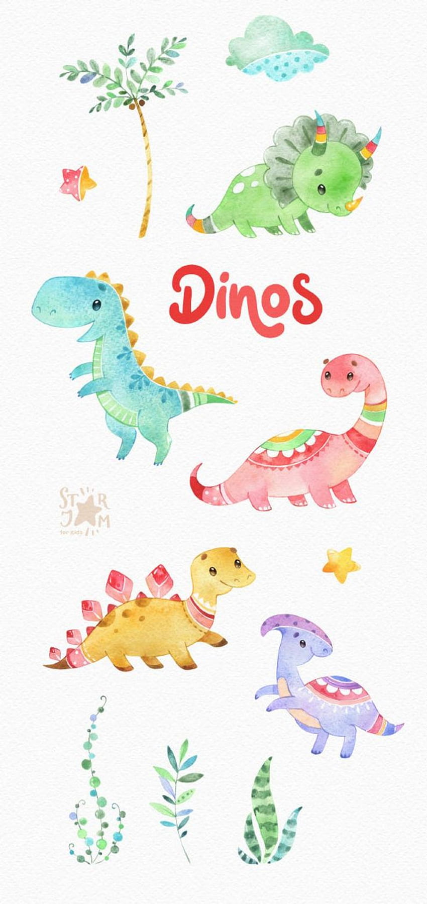 Динос. Акварелни графични герои Сладки динозаври. Etsy. Клип арт с динозавър, Сладък динозавър, Клип арт, Сладко бебе динозавър HD тапет за телефон