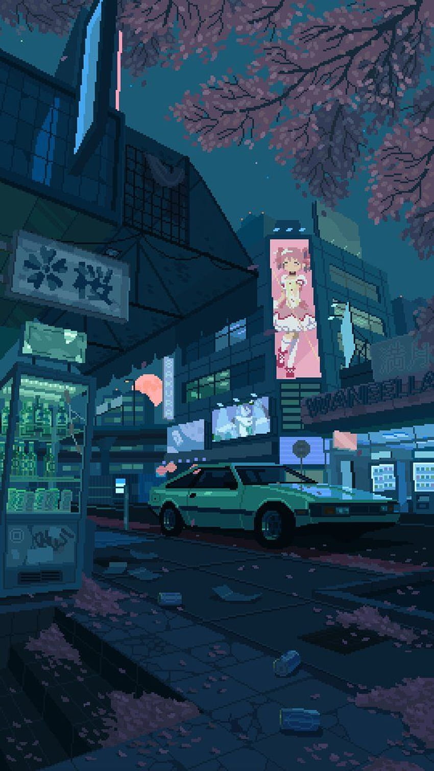 6)Twitter. Pixel art, arte, cenário de anime, 8 bits Japão Papel de parede de celular HD