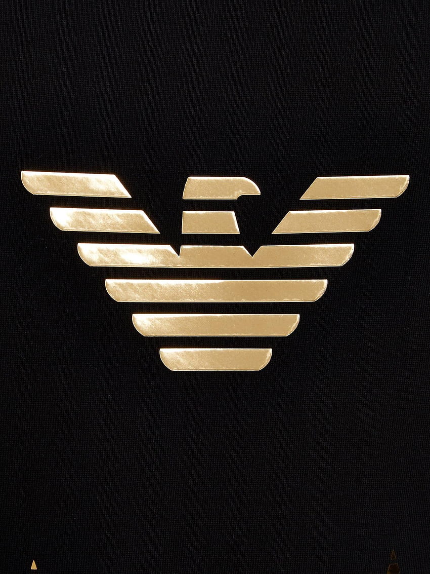 Czarna koszulka z logo Emporio Armani z logo orła. Logo orła, koszulka Tapeta na telefon HD