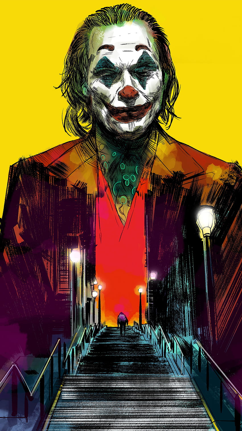 Joker, 2019, póster, teléfono de Joaquin Phoenix, y. Mocah, póster de la película Joker fondo de pantalla del teléfono
