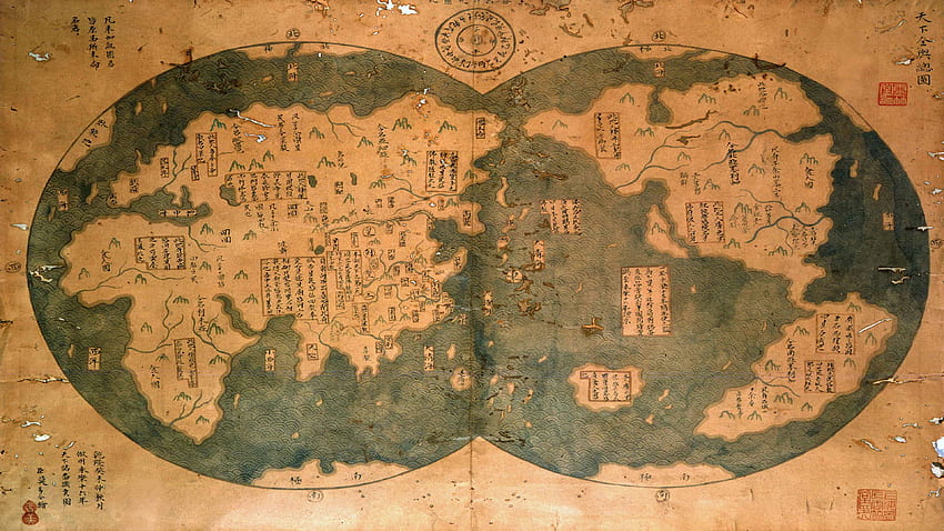 Chinese Vintage World Map Zheng He U HD wallpaper