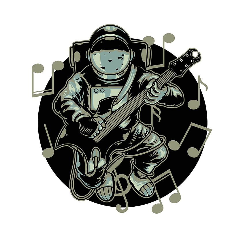 Astronauta grający na gitarze elektrycznej w kosmosie ze znakiem melodii. Happy cosmonaut play astro rock on planeta wektor ilustracja kreskówka tee plakat graficzny tekstylia domowe nadruk 2119760 Grafika wektorowa w Vecteezy Tapeta na telefon HD