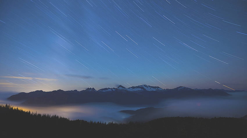 Sterne regnen in den Bergen Auflösung 1440p, Natur, und Hintergrund, regnerischer Berg HD-Hintergrundbild