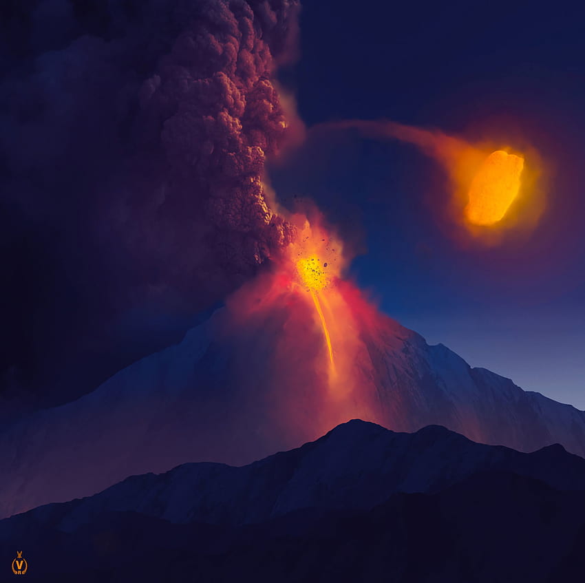 Steine, Kunst, Berge, Vulkan, Lava HD-Hintergrundbild