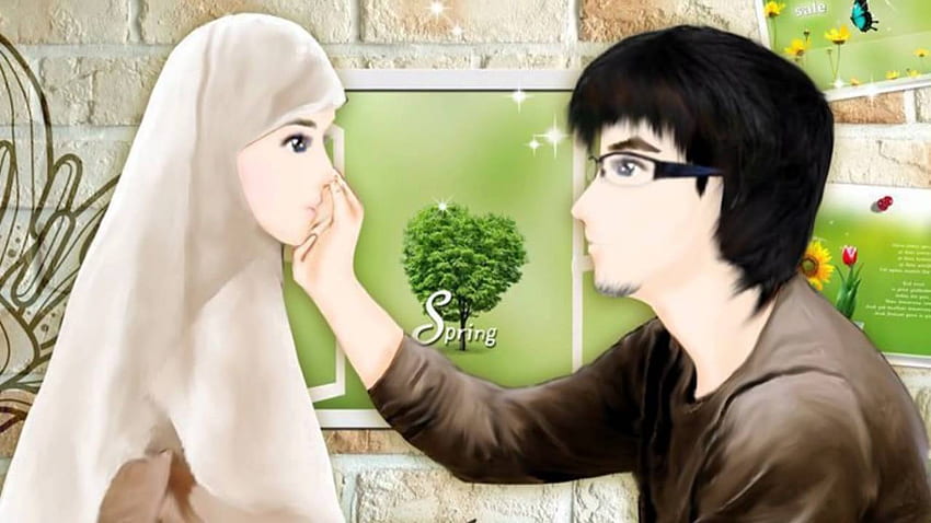 Erstaunlicher islamischer Anime, Zeichentrickfilme (), Anime Muslim Couple HD-Hintergrundbild