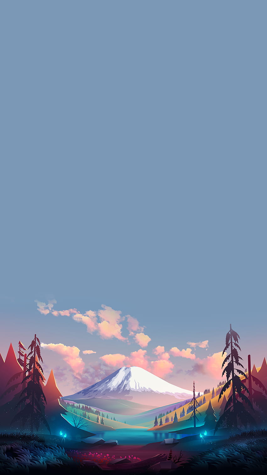 Moutain minimalist, sky, mountain, nature, sunset, trees HD phone wallpaper Moutain minimalist, sky, mountain, nature, sunset, trees HD phone wallpaper