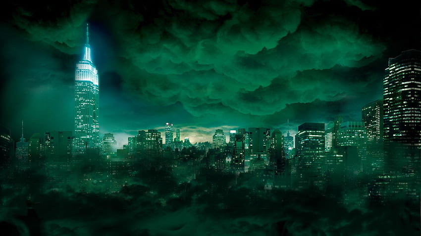 Градът . Steampunk City, Ню Йорк и аниме City, Neon Green City HD тапет