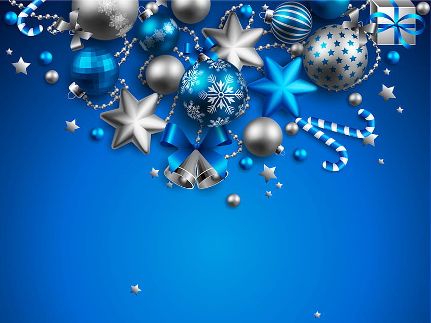 Christmas decoration, blue, decoration, grey, christmas, new year HD wallpaper