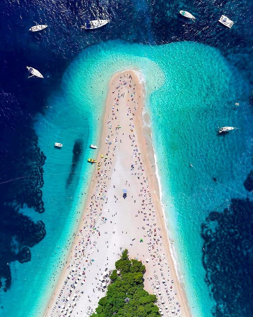 Zlatni Rat Brač Chorwacja Plaża (Złoty Róg) Tapeta na telefon HD