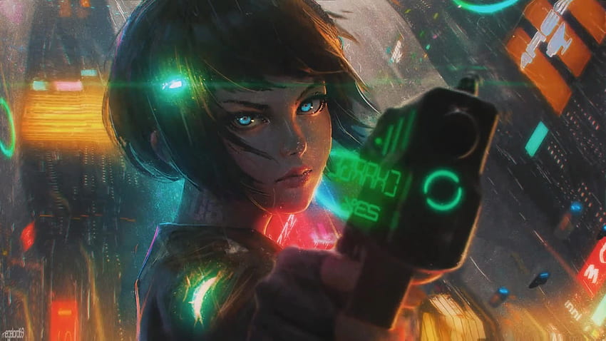 Cyberpunk Anime Kızı Canlı Tutuklayın, Cyberpunk Savaşçısı HD duvar kağıdı