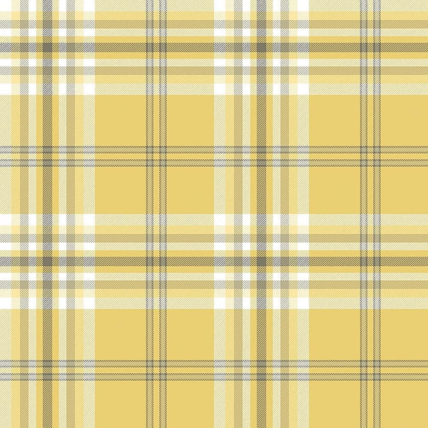 Muriva Kelso Yellow Grey White Check Country Tartan Plaid Stripe wallpaper ponsel HD