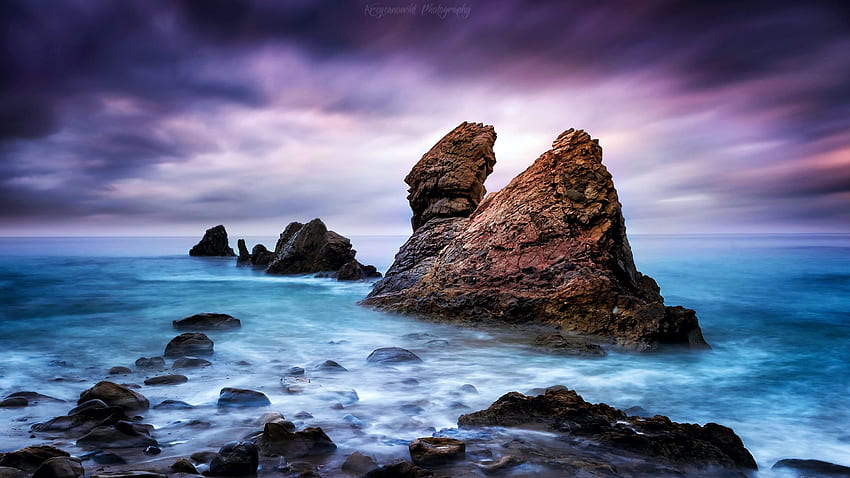 Bunny Rock, Southern California, sky, waves, water, sea, color, clouds ...