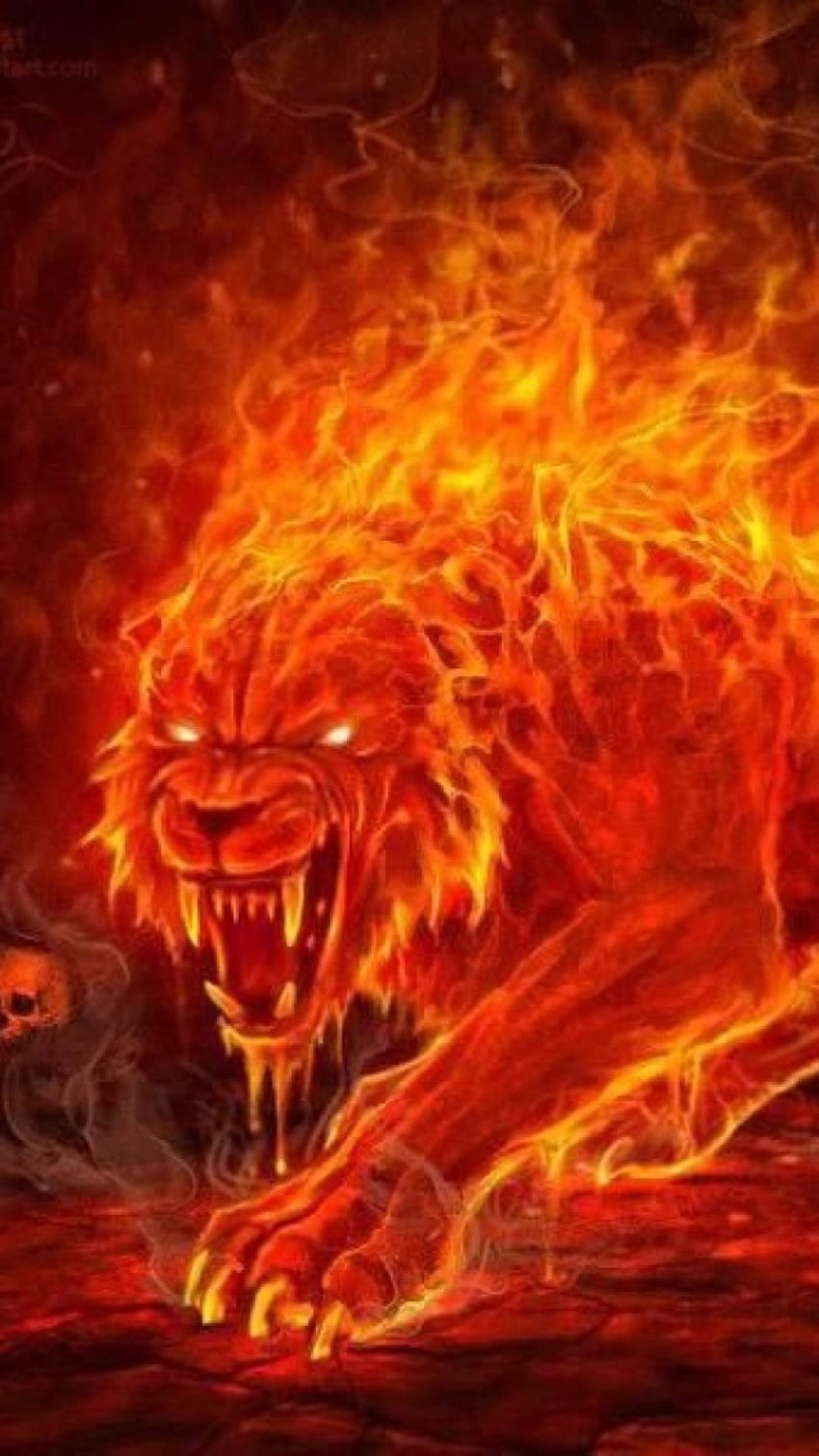 Fire Lion, Flame, Lion Art HD phone wallpaper