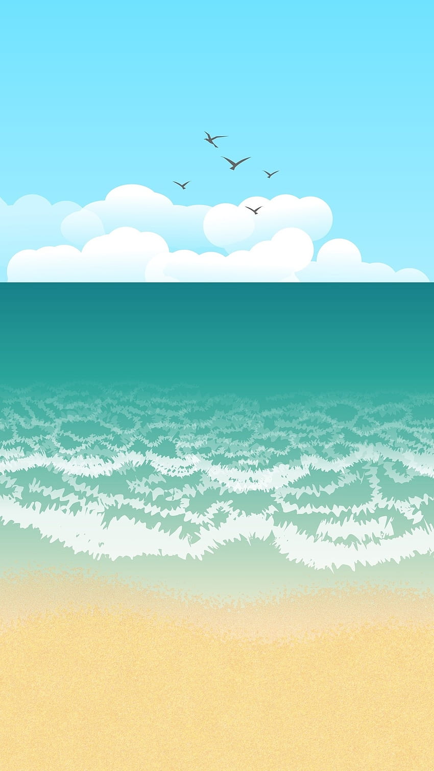 ilustración, playa, artista, obra de arte, arte digital, para iPhone 6, 7, 8, Beach Art fondo de pantalla del teléfono