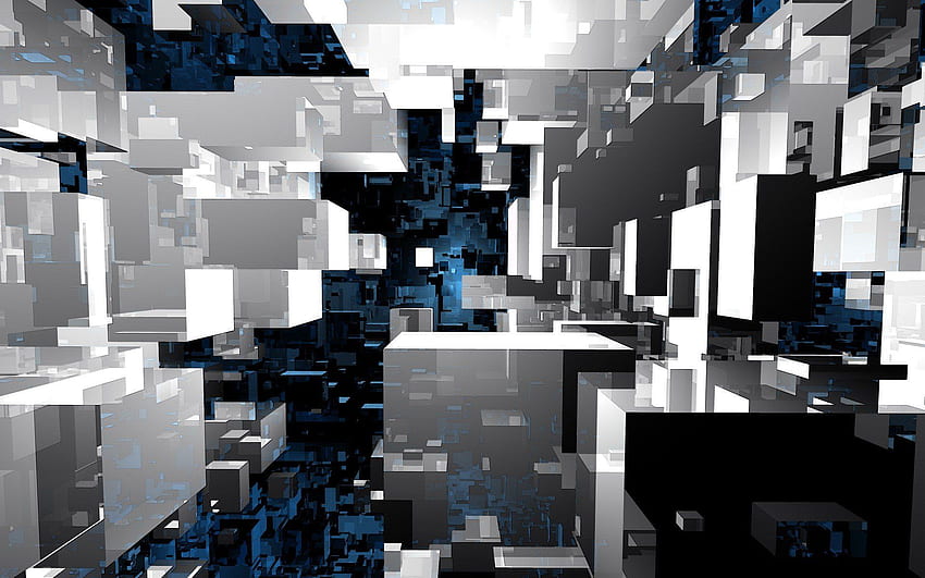 astratto, blu, nero, motivo, bianco, infinito, cubo / e mobile Sfondo HD