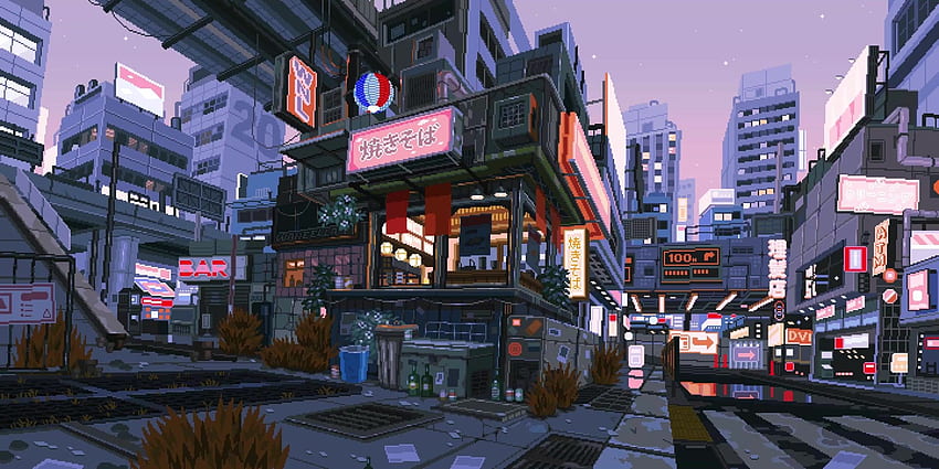Ändern Sie Ihr Gehirn mit dem McCullough-Effekt, Tokyo Pixel Art HD-Hintergrundbild