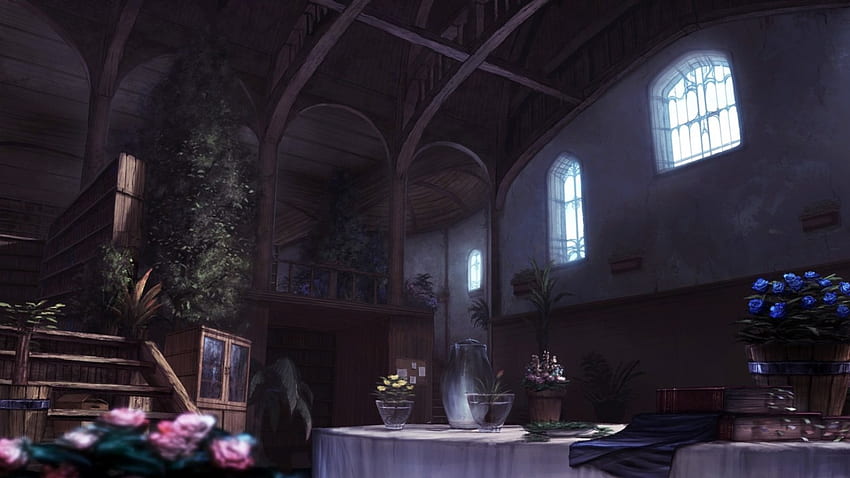 Anime Room, rose, orginal, room, cg, flowers, indoor, dark HD wallpaper