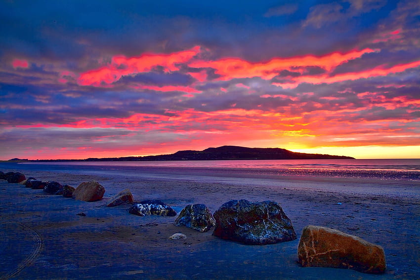 아이슬란드, 자연, 돌, 바닷가, 새벽, 만 HD 월페이퍼