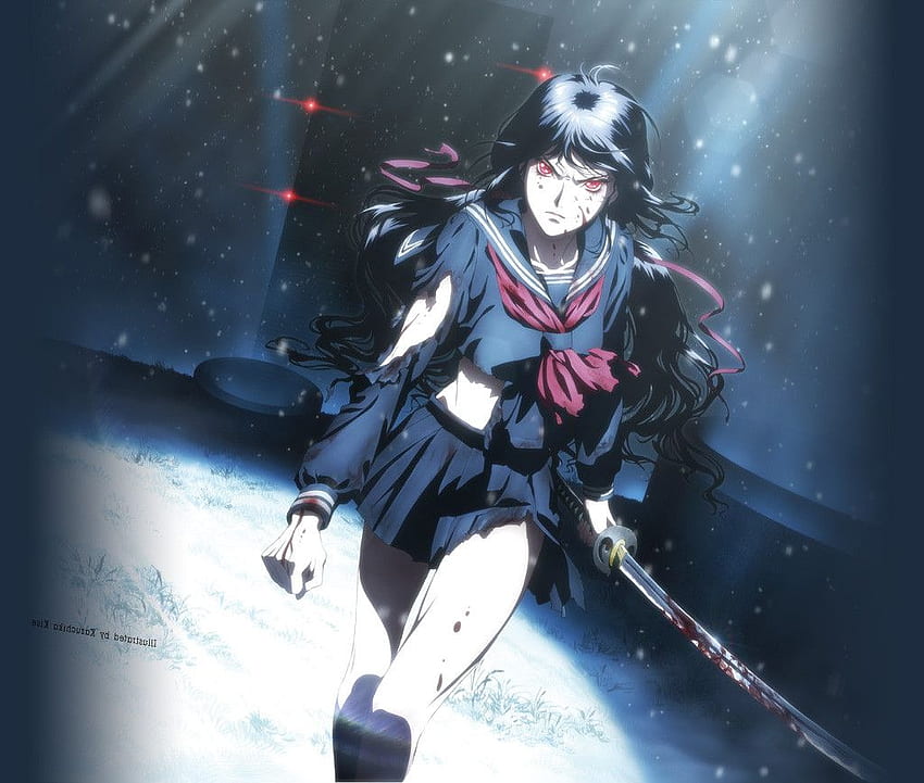 HD wallpaper anime anime girls BloodC Kisaragi Saya long hair black  hair  Wallpaper Flare