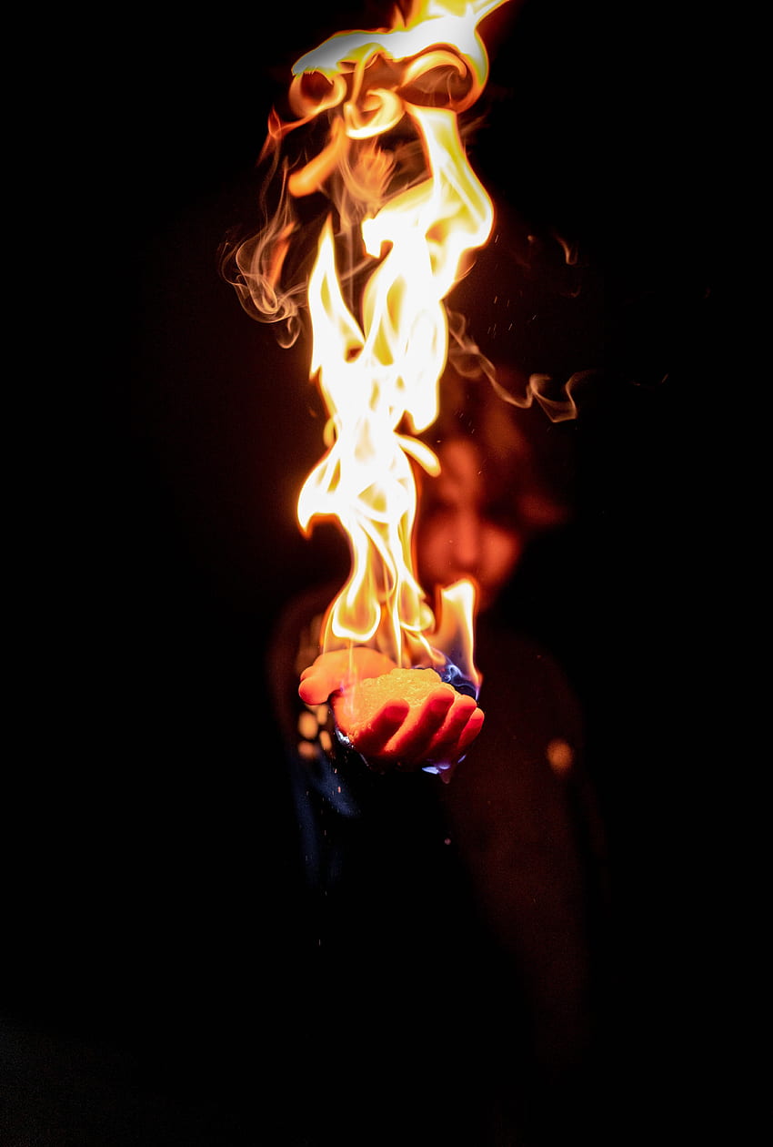 Fire, Dark, Hand, Flame, Human, Person HD phone wallpaper