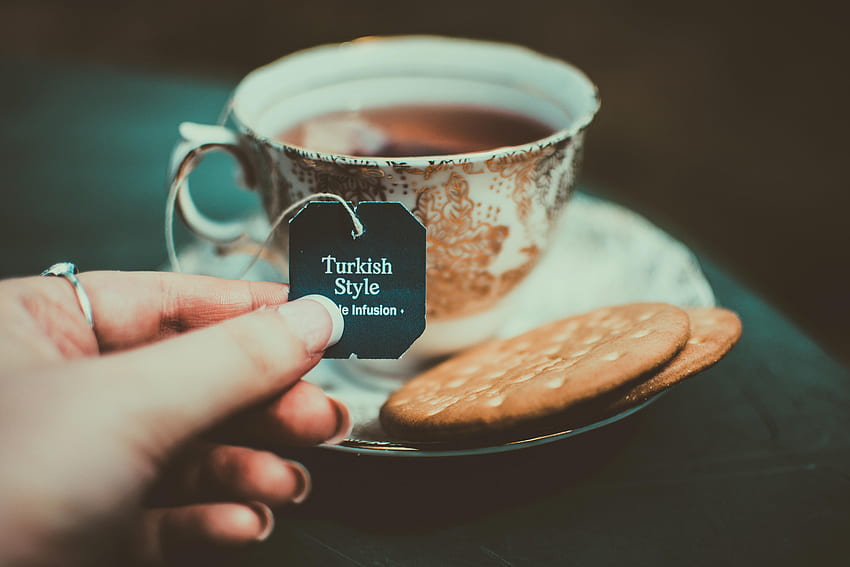 jedzenie, ciasteczka, filiżanka, napis, herbata, herbata turecka Tapeta HD