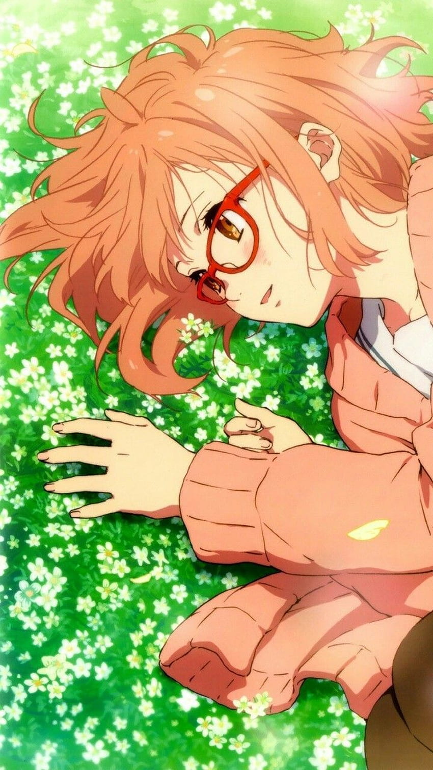 Wallpaper girl, anime, petals, tears, art, tape, kyoukai no kanata, mirai  kuriyama for mobile and desktop, section сёдзё, resolution 1920x1536 -  download