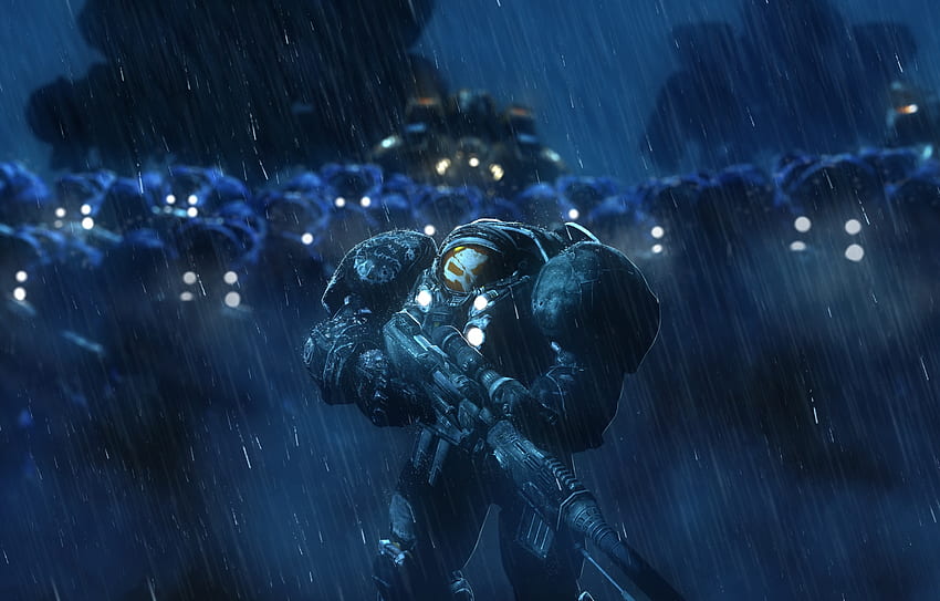 StarCraft: Remastered, tentara, hujan, video game Wallpaper HD