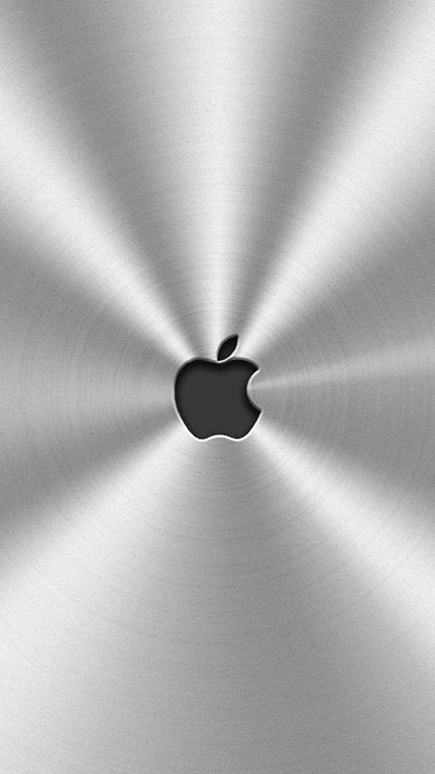Лого на Apple iPhone, сребърно лого на Apple HD тапет за телефон