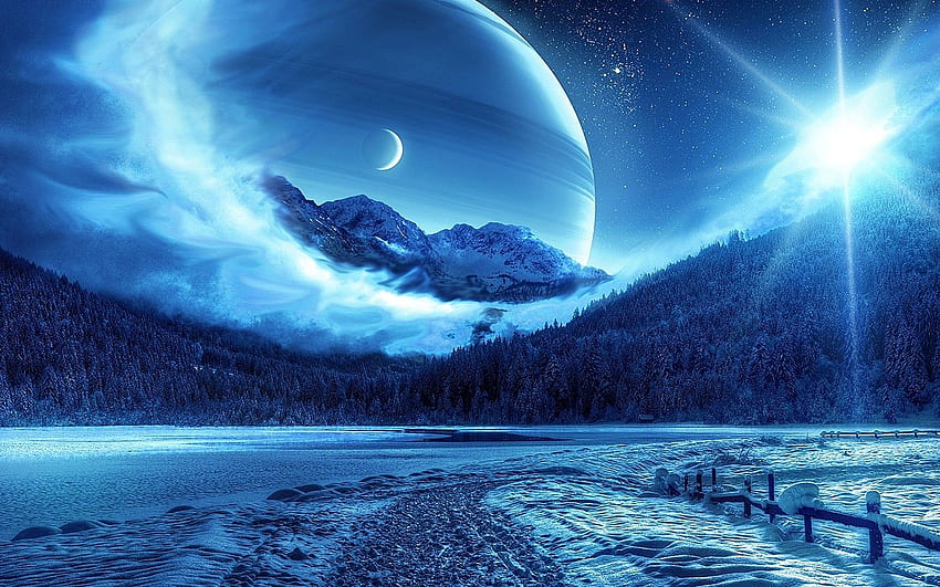 Winter: Winter Moon Forest Mountain Season 16:9 HD wallpaper | Pxfuel