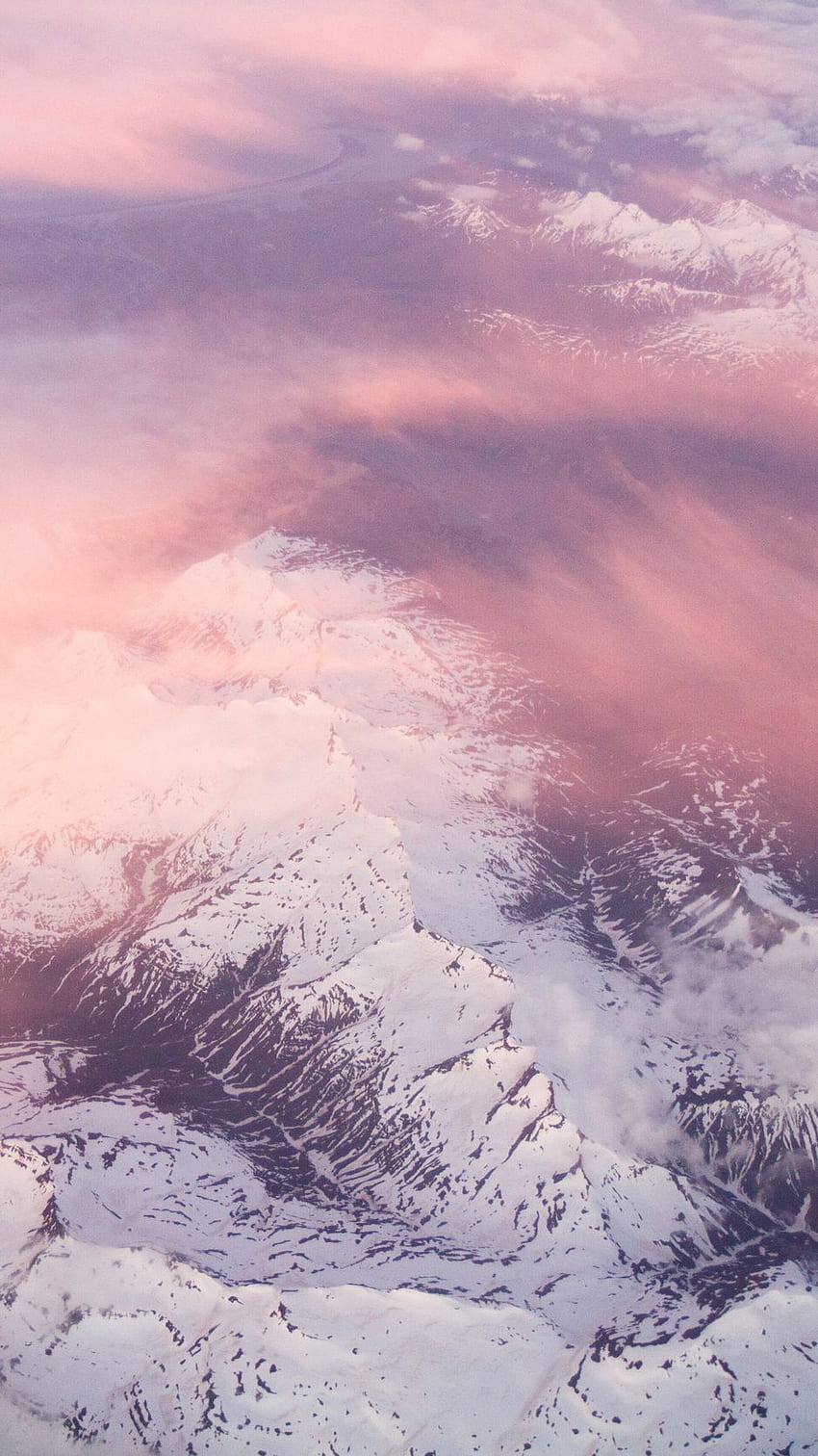 Mountains, Clouds, Peaks, Pink Iphone 8 7 6s 6 For Parallax Background HD phone wallpaper
