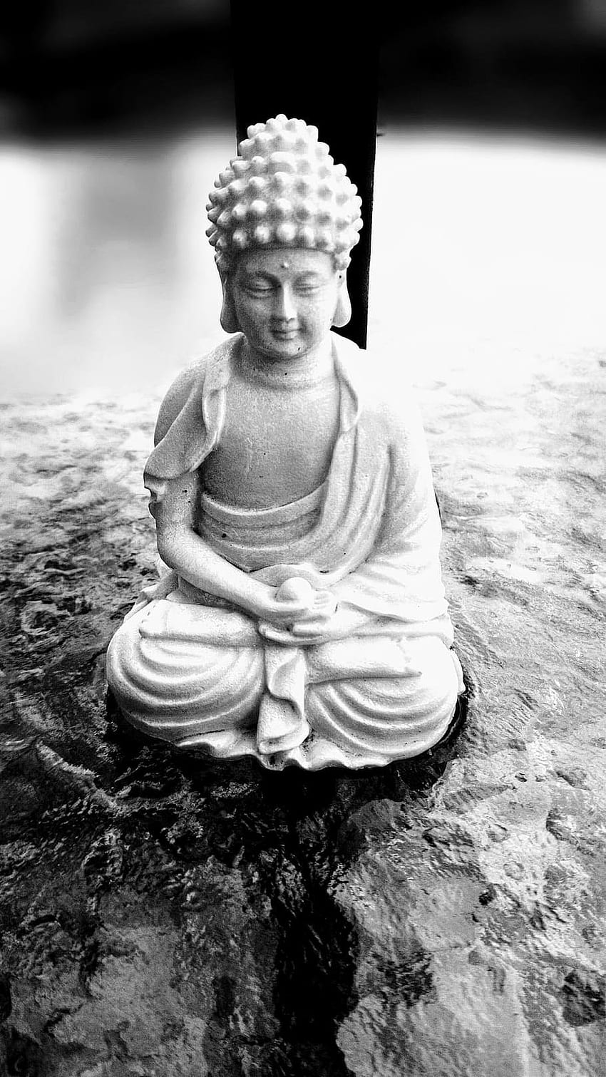 : schwarz, weiß, buddha, menschendarstellung, kunst HD-Handy-Hintergrundbild