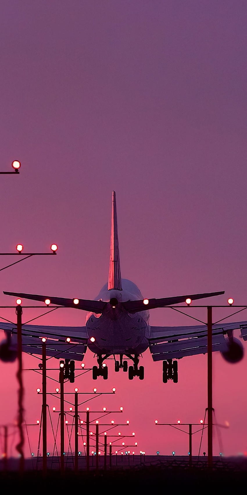 Aircraft, landing, sunset, . Sunset , Airplane , Aesthetic pastel, Airport Sunset HD phone wallpaper