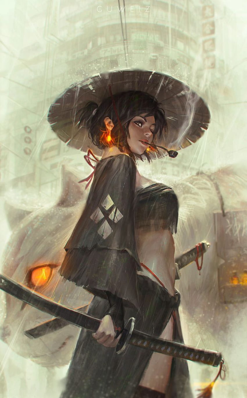 Ronin by GUWEIZ (Female Samurai). Concept art characters, Samurai art, Fantasy art, Lady Samurai HD phone wallpaper