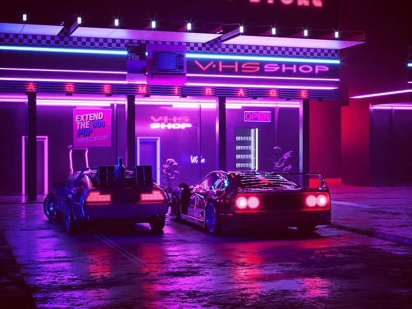 Естетичен Neon Purple Car - Novocom.top, Neon Gas Station HD тапет