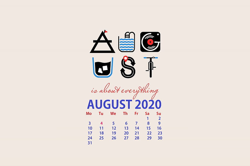 2020 Calendar, August 2020 Calendar HD wallpaper
