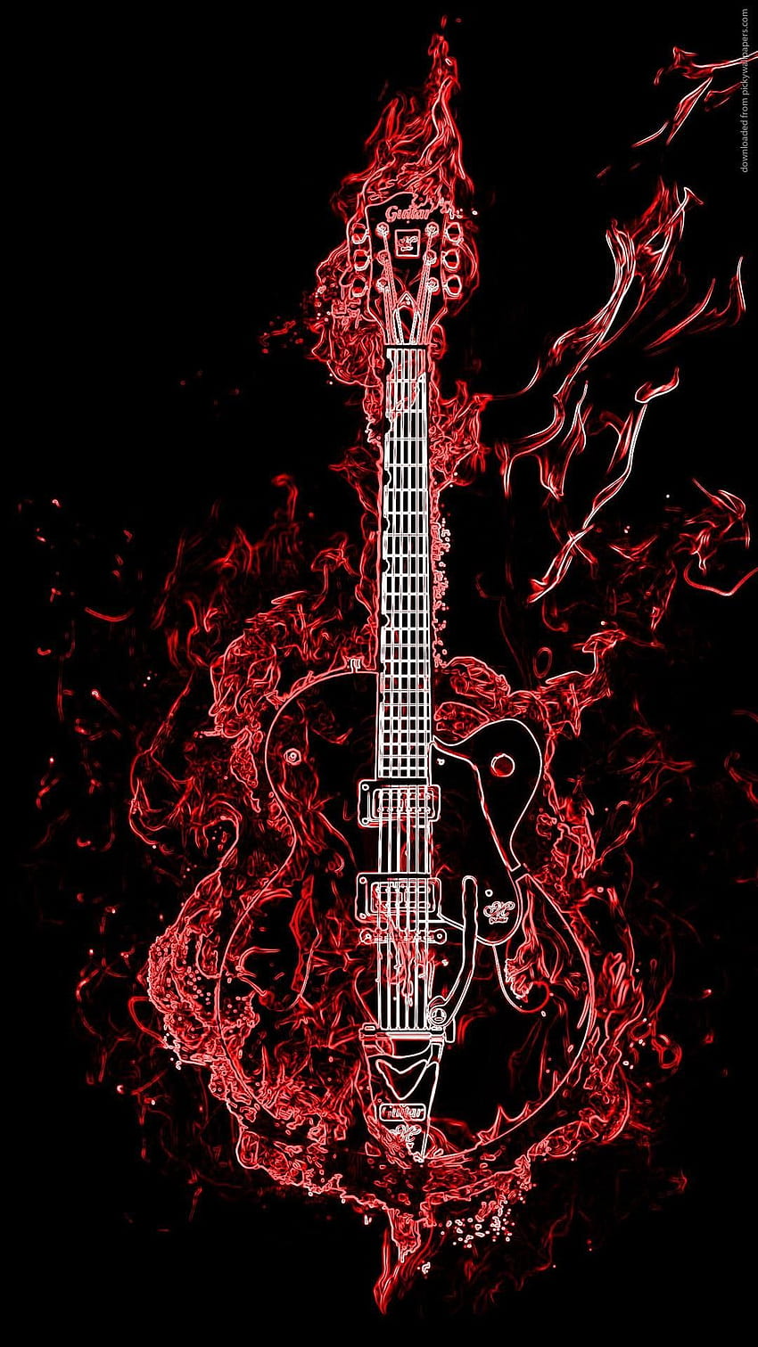 Neon-Gitarren-iPhone. 2020 3D iPhone, rote Gitarre HD-Handy-Hintergrundbild