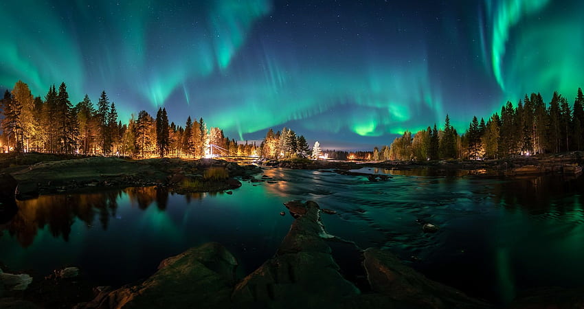 De Aurora, Borealis, Finlandia. t fondo de pantalla