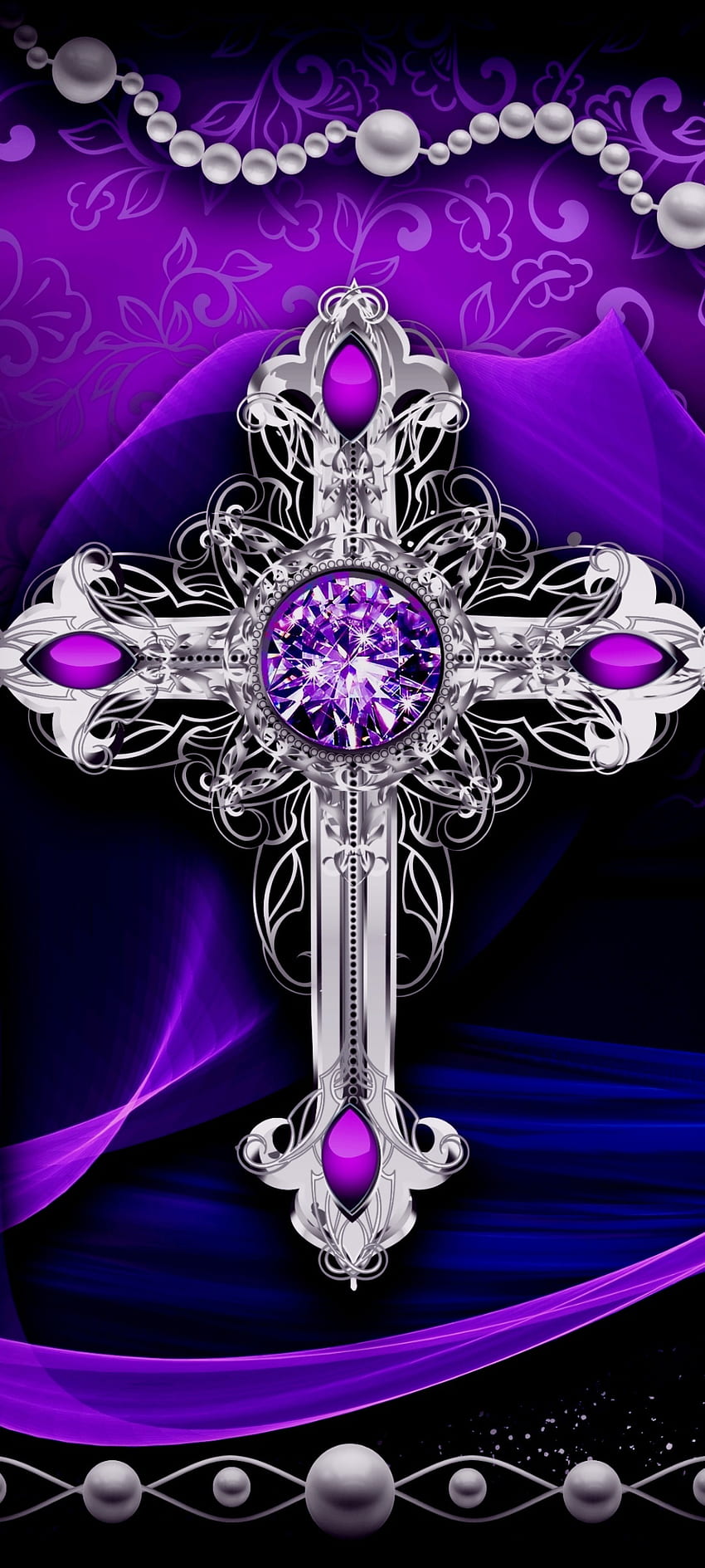 Purple Cross, Körperschmuck, Magenta, Diamant, Luxus, Silber HD-Handy-Hintergrundbild