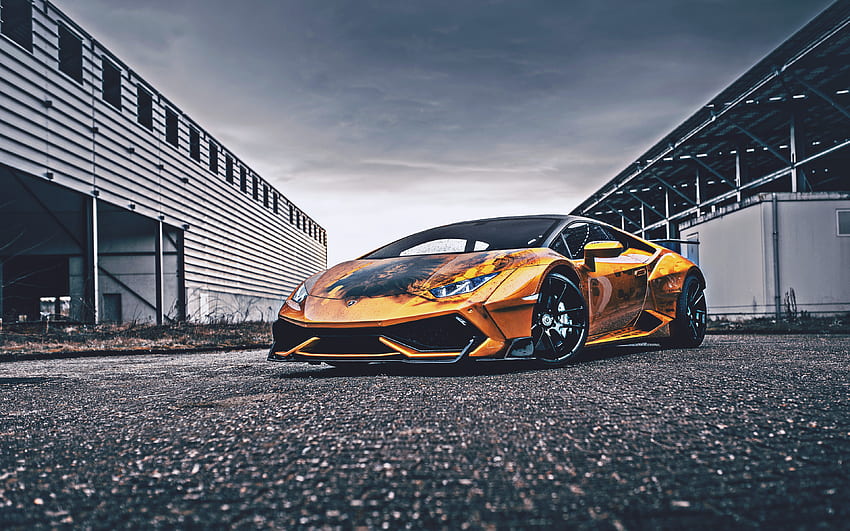 Sebelum Lamborghini Huracan,, penyetelan, mobil 2022, supercar, Golden Lamborghini Huracan, mobil italia, Lamborghini Wallpaper HD